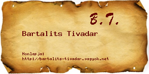 Bartalits Tivadar névjegykártya